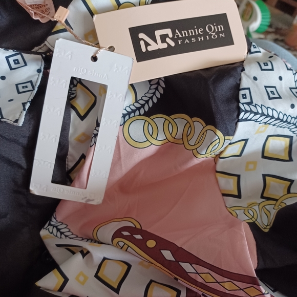 Annie Qin NWT Mixed Media Button Up Womans Size L Shirt - Picture 7 of 10